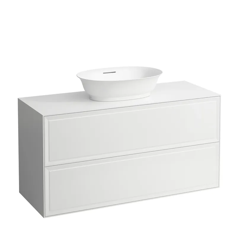 LAUFEN The New Classic Sideboard, découpe au centre, 1175x455x600mm, 2 tiroirs, pour bac à linge H812852/3