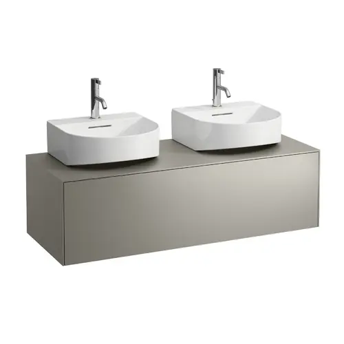 Tiroir Sonar en cours d‘utilisation, 1 tiroir, adapté au lavabo H816341, découpe à gauche et à droite pour le lavabo