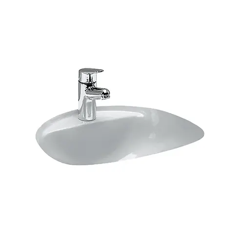 LAUFEN Bijou lavabo encastré, par le bas, avec plage de robinetterie, 1 trou pour robinetterie, avec trop-plein, 450x405mm