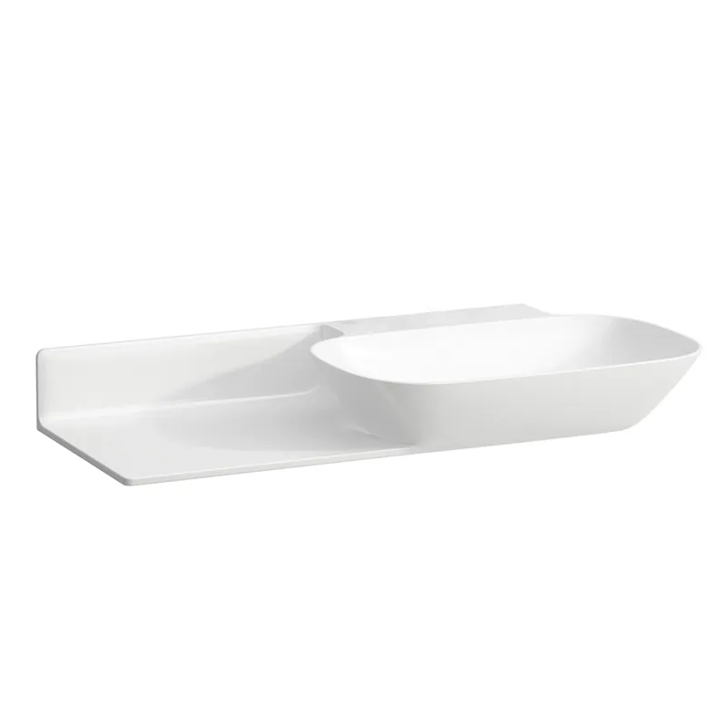 LAUFEN INO lavabo, sans trou pour robinetterie, sans trop-plein, tablette céramique à gauche, 900x450mm