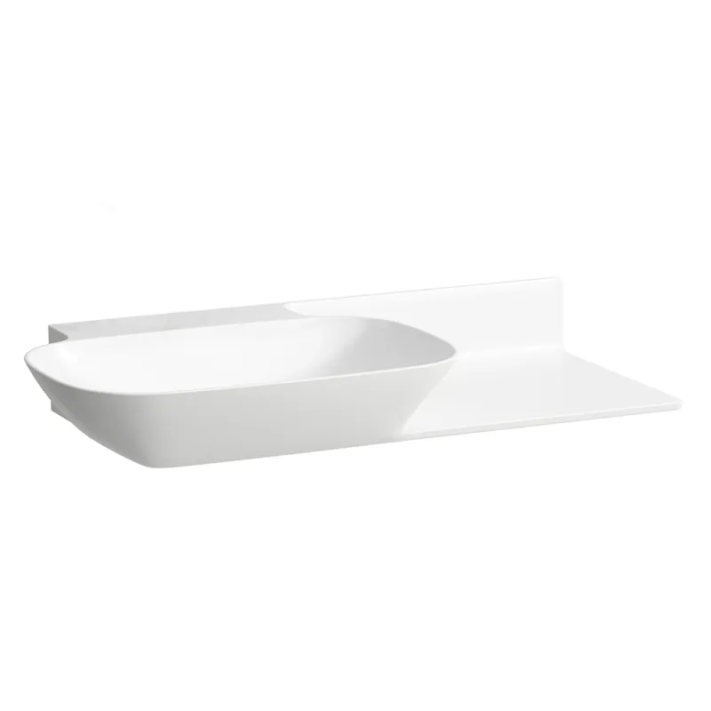 LAUFEN INO lavabo, sans trou pour robinetterie, sans trop-plein, tablette céramique à droite, 900x450mm