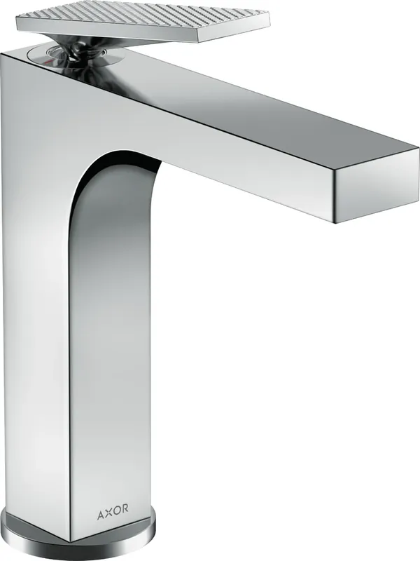 hansgrohe AXOR Citterio Mitigeur monocommandé pour lavabo, garniture découlement non verrouillable, finition losange, saillie 143mm, ComfortZone160