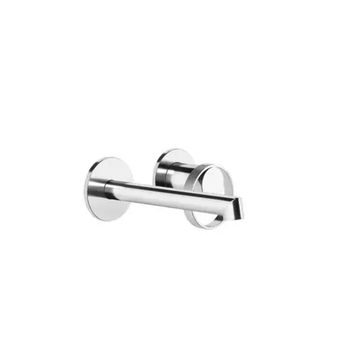 Gessi Anello, kit prêt à poser pour mitigeur monocommande de lavabo encastré, rosettes individuelles D=65 mm, longueur du bec 160-130 mm, bec toujours à gauche