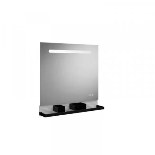 Miroir lumineux burgbad Fiumo, avec éclairage LED horizontal, avec rampe métallique, 800x700mm