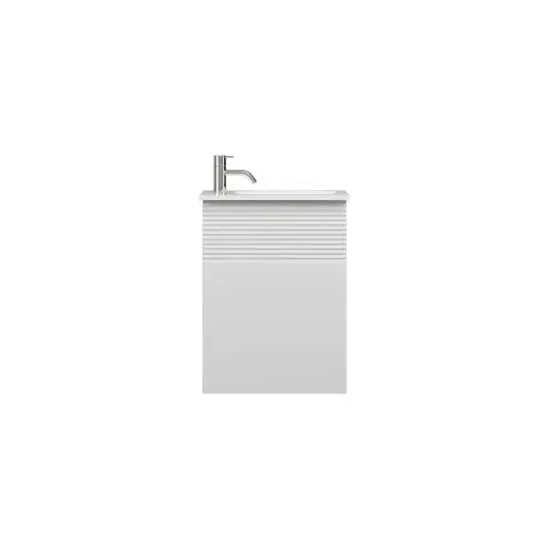 burgbad Fiumo, lavabo en fonte minérale avec meuble sous-lavabo, avec façade plissée largeur 470mm