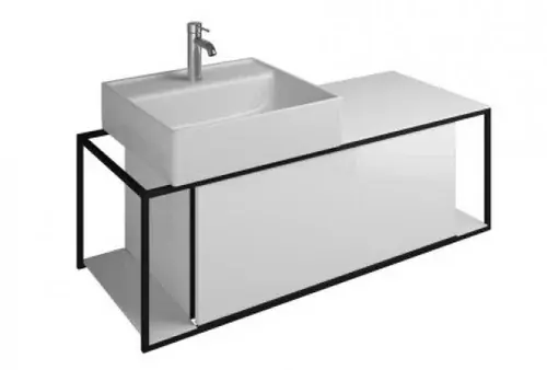 burgbad Junit lavabo en céramique avec meuble sous-lavabo SFKE120, version gauche, largeur 1200mm