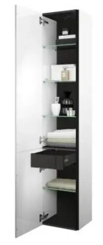 burgbad Junit Armoire hautt HSIF035, charnière à gauche, 2 portes et tiroir à l‘anglaise, largeur 350mm