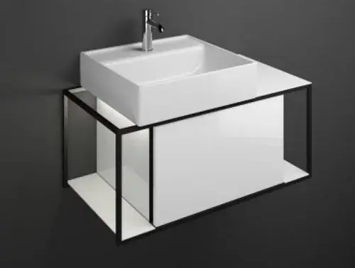 burgbad Junit lavabo en céramique avec meuble sous-lavabo SFKQ090, avec éclairage LED du lavabo, version droite, largeur 900mm