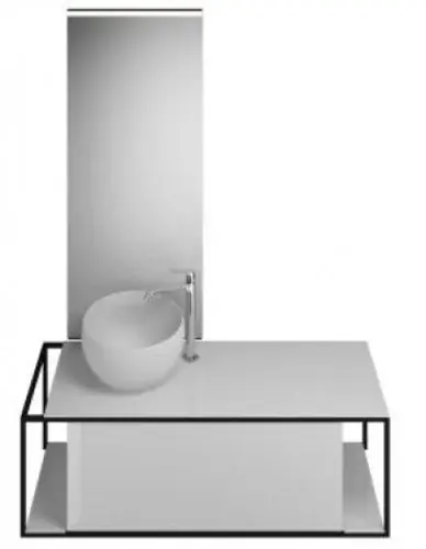 burgbad Junit set lavabo en fonte minérale avec meuble sous-lavabo, version droite, avec miroir éclairé SFLG120, largeur 1200mm
