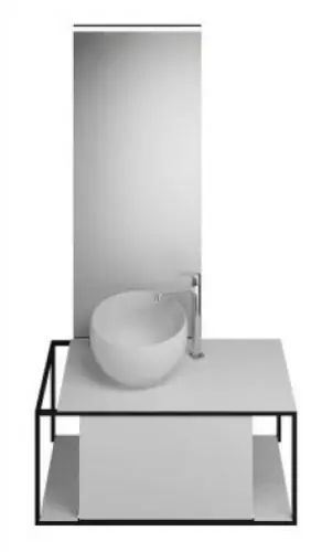 burgbad Junit set lavabo en fonte minérale avec meuble sous-lavabo, version droite, avec miroir éclairé SFLG090, largeur 900mm