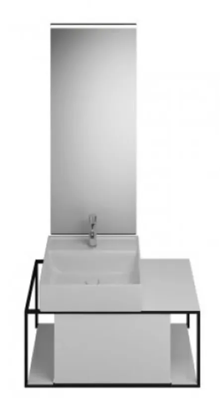 burgbad Junit set lavabo en céramique avec meuble sous-lavabo, version droite, avec miroir éclairé SFLF090, largeur 900mm