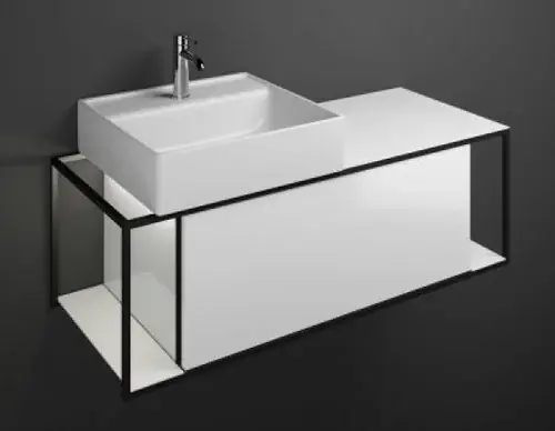 burgbad Junit lavabo en céramique avec meuble sous-lavabo SFKQ120, avec éclairage LED du lavabo, version droite, largeur 1200mm
