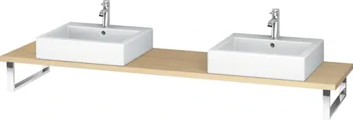 Console Duravit L-Cube pour lavabos à poser et à encastrer, épaisseur du plateau 30 mm, dimensions 1800x480 mm, avec 2 découpes.