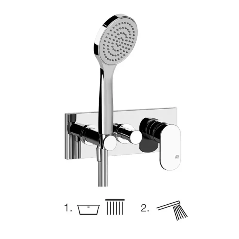 Gessi Emporio Via Bagutta kit prêt à poser pour mitigeur monocommande de baignoire, inverseur 2 voies, coude de raccordement direct au mur