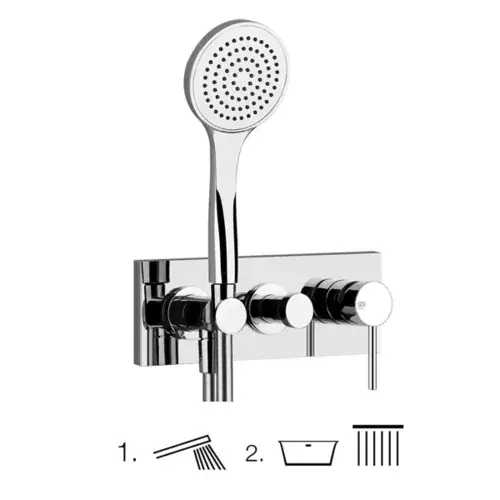 Gessi Emporio Via Tortona kit prêt à poser pour mitigeur monocommande de douche, inverseur 2 voies, coude de raccordement mural direct avec support, 031