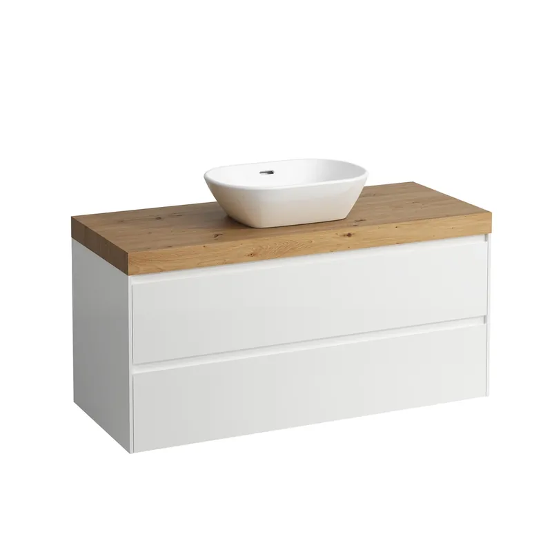 LAUFEN LANI Plan de toilette chêne sauvage incl. meuble sous-lavabo, 1 découpe au centre, 1185x495x580mm