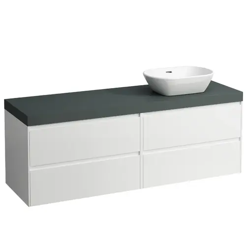 LAUFEN LANI Plan de lavabo gris trafic incl. meuble sous-lavabo, 1 découpe à droite, 1570x495x580mm