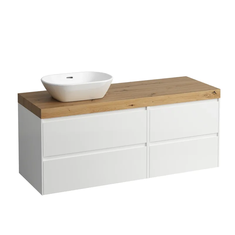 LAUFEN LANI Plan de toilette chêne sauvage incl. meuble sous-lavabo, 1 découpe à gauche, 1370x495x580mm