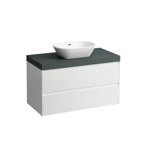 LAUFEN LANI Plan de lavabo gris trafic incl. meuble sous-lavabo, 1 découpe au centre, 985x495x580mm