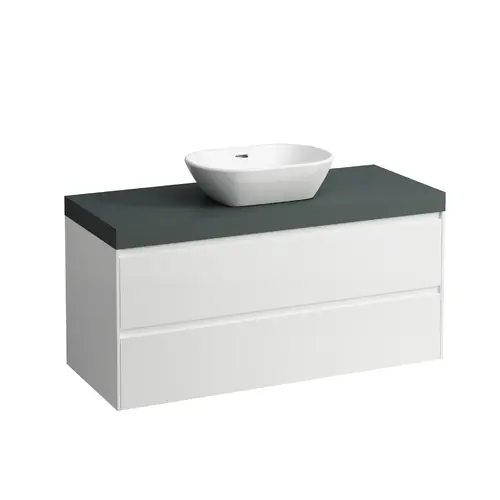 LAUFEN LANI Plan de lavabo gris trafic incl. meuble sous-lavabo, 1 découpe au centre, 1185x495x580mm