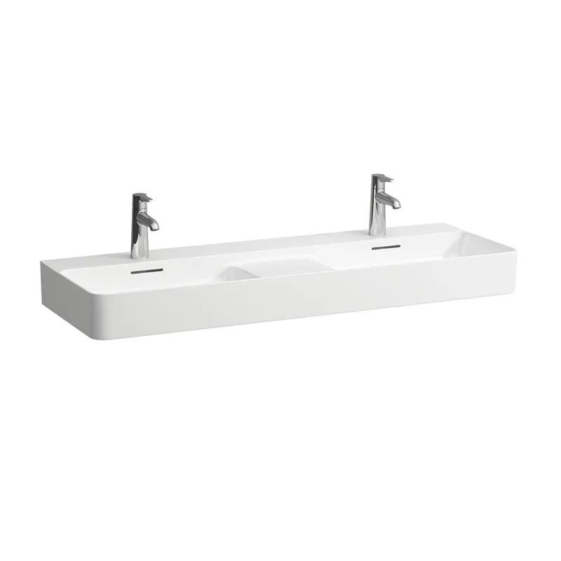 LAUFEN VAL lavabo double, 1 trou de robinetterie, avec trop-plein, 1200x420mm, zone semi-sèche au centre