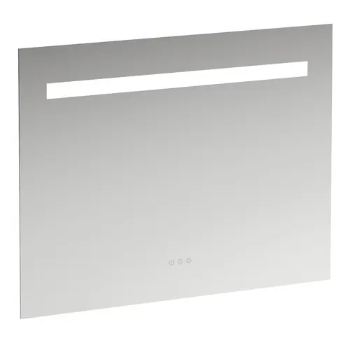 Miroir Leelo courant avec éclairage LED horizontal intégré, cadre en aluminium, 900 mm, version avec 3 interrupteurs à capteur tactile