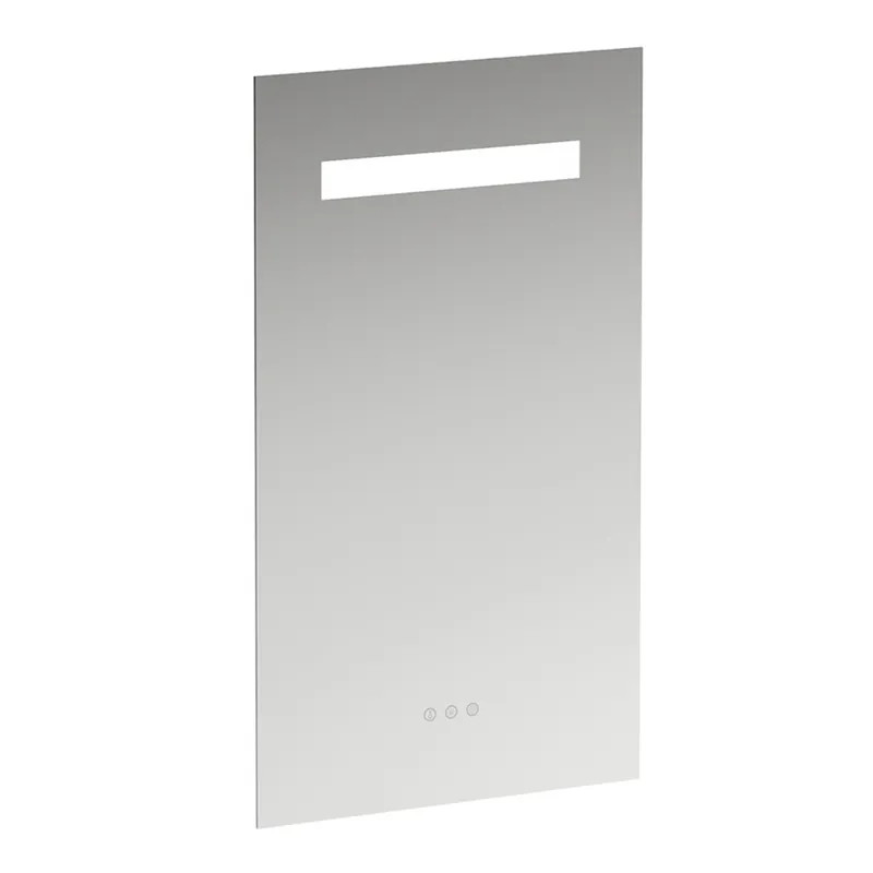 Miroir Leelo Run avec éclairage LED horizontal intégré, cadre en aluminium, 550 mm, version avec 3 interrupteurs à capteur tactile