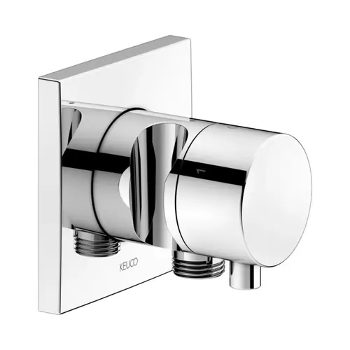 KEUCO IXMO Vanne d‘inversion à encastrer 3 consommateurs, raccord de flexible, poignée Comfort et support de douche, avec arrêt, rosace carrée