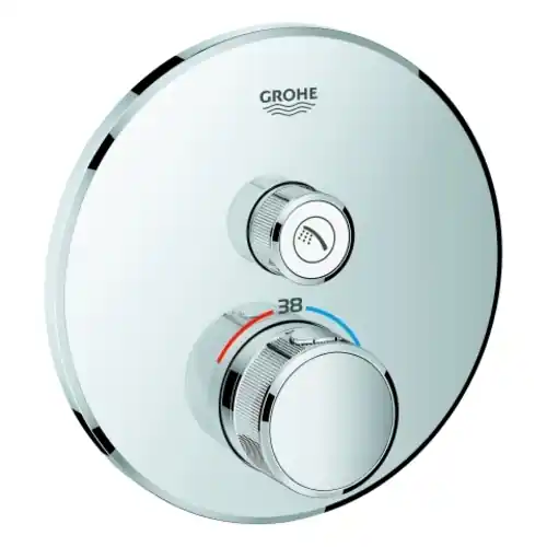 Thermostat Grohe Grohtherm SmartControl avec une vanne d‘arrêt, rosette murale ronde