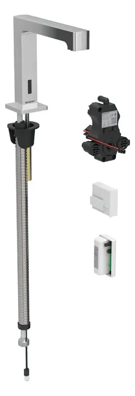 Robinetterie de lavabo Geberit Brenta, saillie 195mm, avec mitigeur, fonctionnement en générateur, pour boîtier de fonction encastré