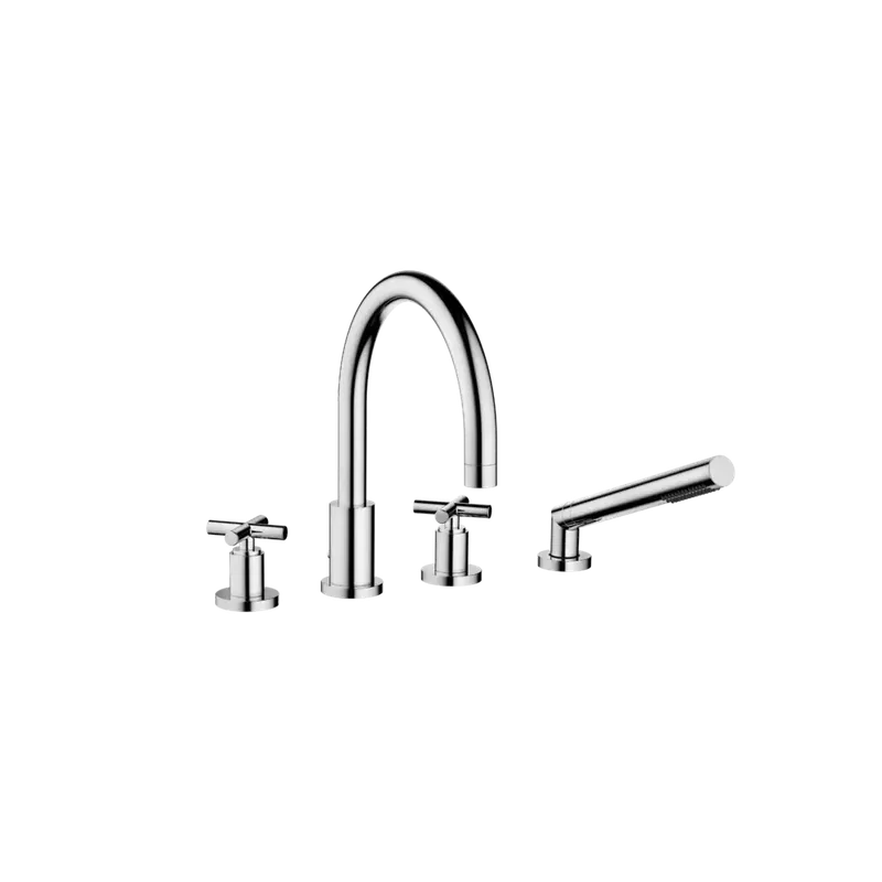 Dornbracht TARA Mitigeur de bain à 4 trous pour montage sur bord de baignoire ou de carrelage, inverseur automatique bain/douche, saillie 220mm