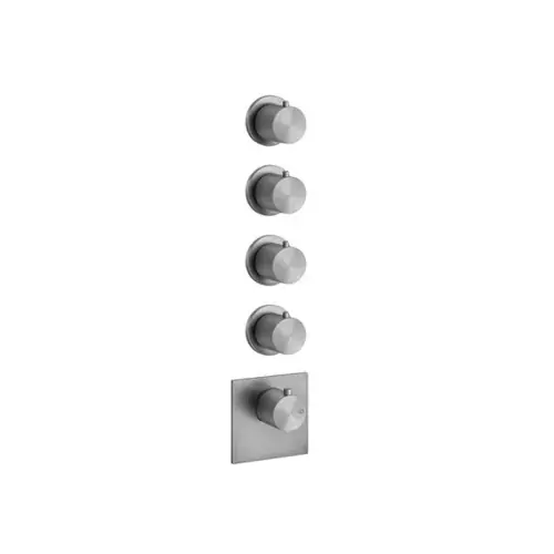 Thermostat encastrable Gessi316 prêt à lemploi, montage vertical, 4 voies séparées, rosaces individuelles