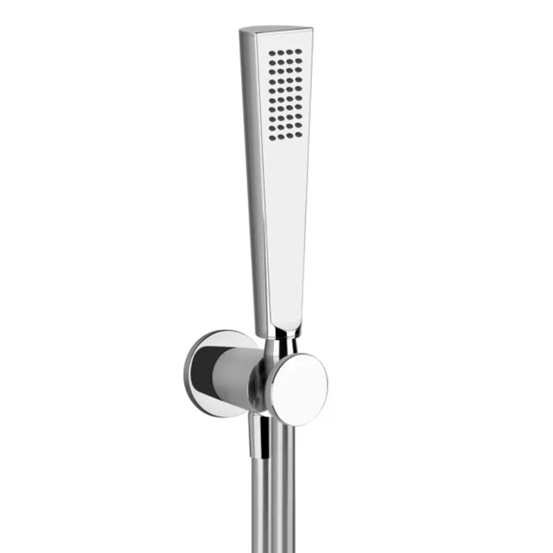 Gessi CONO Ensemble de douche CONO, avec raccord mural coudé 1/2 et support, flexible 1,50 m et pomme de douche anticalcaire, sécurité intrinsèque