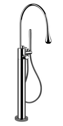Gessi Goccia kit prêt à lemploi pour mitigeur thermostatique de baignoire sur pied, vannes séparées pour le bec de baignoire et la douche à main, douche à main à sécurité intrinsèque