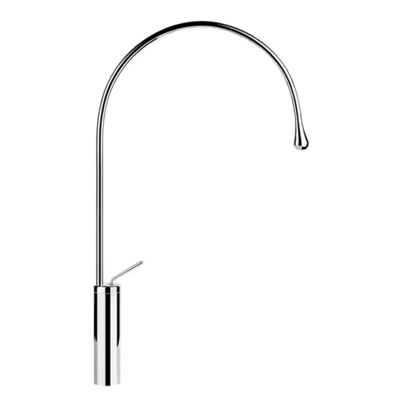 Mitigeur monocommande Gessi Goccia, haut avec rayon du bec 197 mm, tuyaux de raccordement 3/8, sans saillie de vidange 387 mm, bec pivotant à 360°