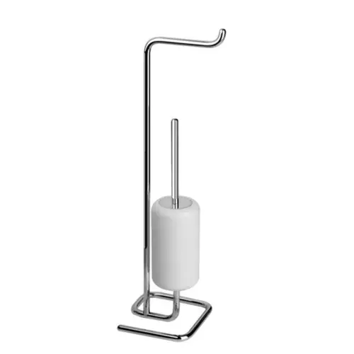 Ensemble combiné porte-rouleau de papier et brosse à toilettes Gessi Goccia en blanc GRES