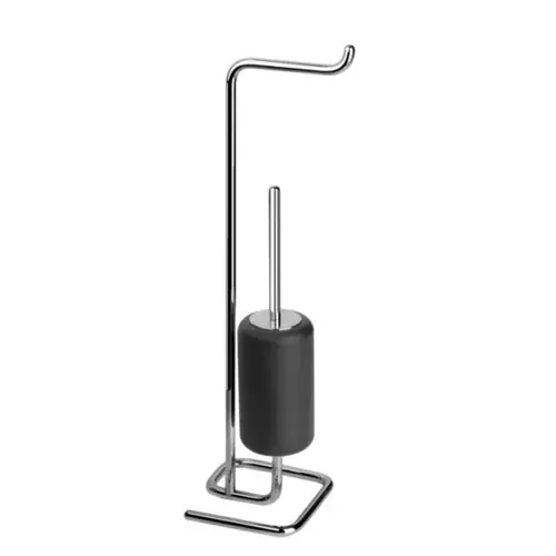 Ensemble porte-rouleau de papier et brosse à toilettes sur pied Gessi Goccia en noir GRES