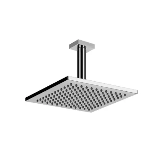 Gessi Emporio Karree de douche de tête anticalcaire avec joint et bras de plafond, 1/2 raccord A 3 bar de pression environ 15 l/min