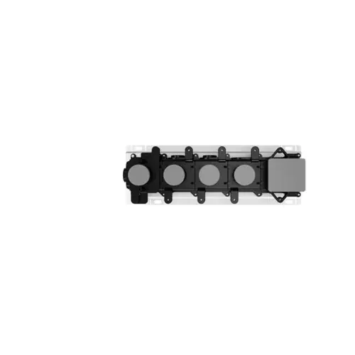 Corps encastré Gessi pour thermostat encastré 3/4 haute performance avec commande par bouton-poussoir pour montage horizontal uniquement avec 3 sorties séparées, avec clapet anti-retour