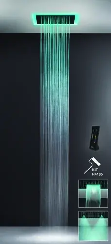 Gessi Afilo, système de douche multifonctionnel 500x500 à jet pluie, avec effet de luminothérapie