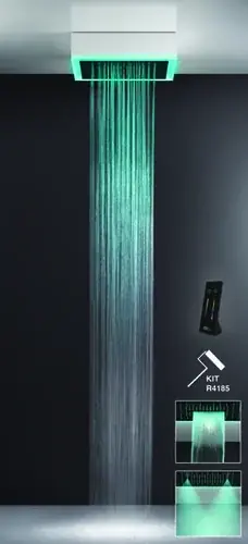 Gessi Afilo, système de douche intégré multifonctionnel 500x500 types de jets pluie, surtension, brume avec effet de luminothérapie