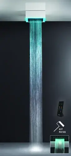 Gessi Afilo, système de douche encastré multifonctionnel 300x300 jets de pluie, surge, avec effet de luminothérapie