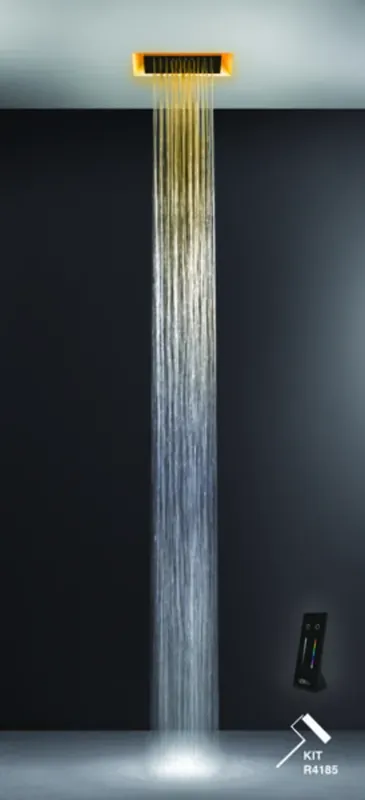 Gessi Afilo, système de douche encastré multifonctionnel 300x300 Jet de pluie, avec effet de luminothérapie couleur, 57301
