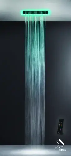 Gessi Afilo, système de douche multifonctionnel 300x300 avec jet de pluie, surge, avec effet de luminothérapie