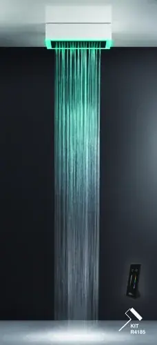 Gessi Afilo, Système de Douche Multifonctionnel 300x500 Type de Jet Pluie, avec effet de luminothérapie
