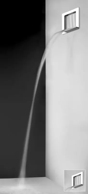 Gessi Cascata, ensemble prêt à poser pour lavabo carré Ispa, avec fixation murale, fonctionnement séparé
