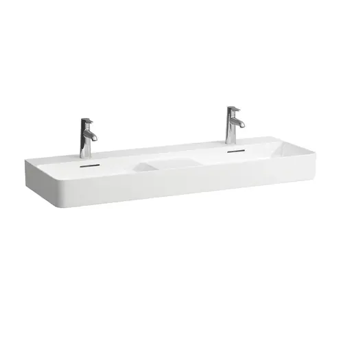 LAUFEN VAL lavabo double, 3 trous pour robinets, avec trop-plein, 1200x420mm, zone semi-sèche au centre