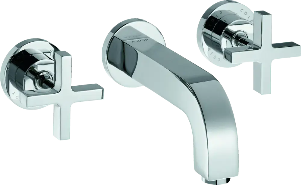 hansgrohe AXOR Citterio mitigeur lavabo 3 trous encastré, bec 222mm, poignées transversales, rosettes pour montage mural