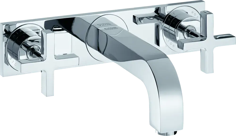 hansgrohe AXOR Citterio mitigeur lavabo 3 trous encastré, bec 226mm, poignées transversales, plaque pour montage mural
