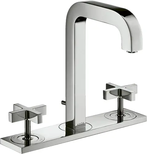 hansgrohe AXOR Citterio Mélangeur lavabo 3 trous AXOR 170, vidage escamotable, bec verseur 140mm, poignées croisées, plaque de fixation